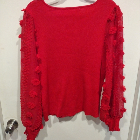 NWT No Boundaries Junior Girl's Red Puff Sleeve Sweater Top Sz XXXL (21) Holiday - Picture 7 of 7